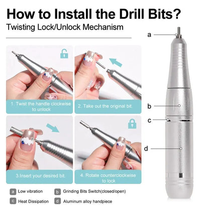 Máquina de Unhas Profissional 45000RPM