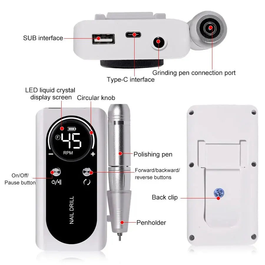 Máquina de Unhas Profissional 45000RPM