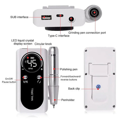 Máquina de Unhas Profissional 45000RPM